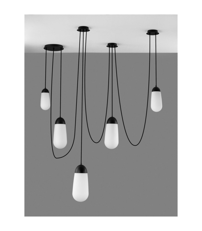 Blaky Cluster Pendant Ceiling Light Opal Matt Black E14 5x5W-3