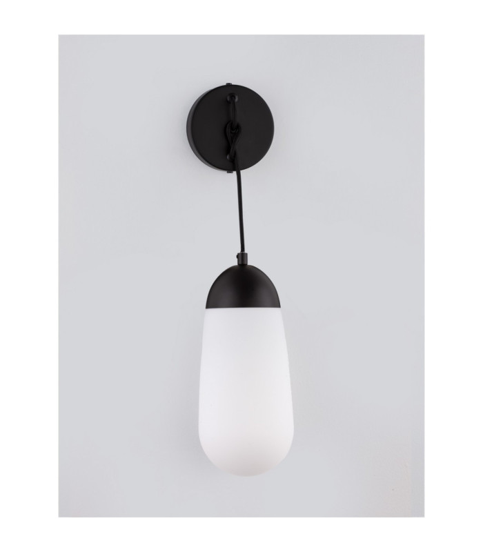 Blaky Globe Wall Lights Opal Matt Black E14 1x5W-3