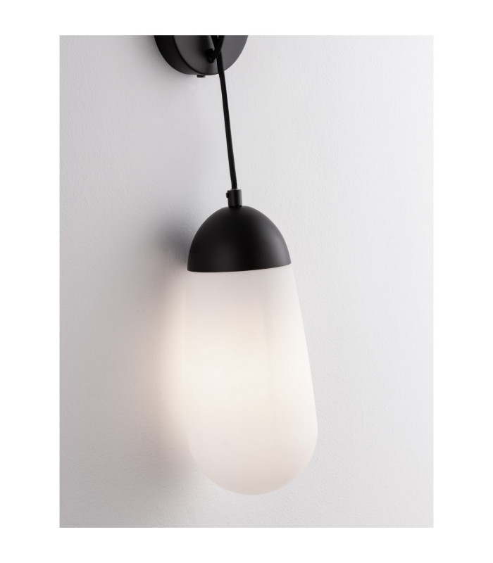 Blaky Globe Wall Lights Opal Matt Black E14 1x5W-7