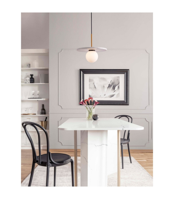 Idor Globe Pendant Ceiling Light Opal White Sandy Black LED G9 1x5W-2