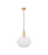 Allen Globe Pendant Ceiling Light Milky White Structured Matt Gold E27 1x12W-1