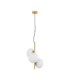 Allen Globe Pendant Ceiling Light Milky White Structured Matt Gold E14 3x5W-1