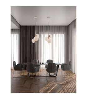 Allen Globe Pendant Ceiling Light Milky White Structured Matt Gold E14 3x5W-2