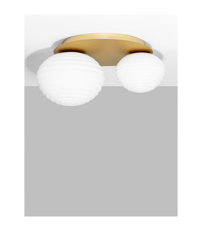 Allen Globe Ceiling Light Milky White Structured Matt Gold LEDE27 1x12W-3