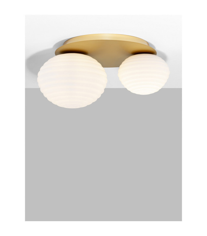 Allen Globe Ceiling Light Milky White Structured Matt Gold LEDE27 1x12W-4