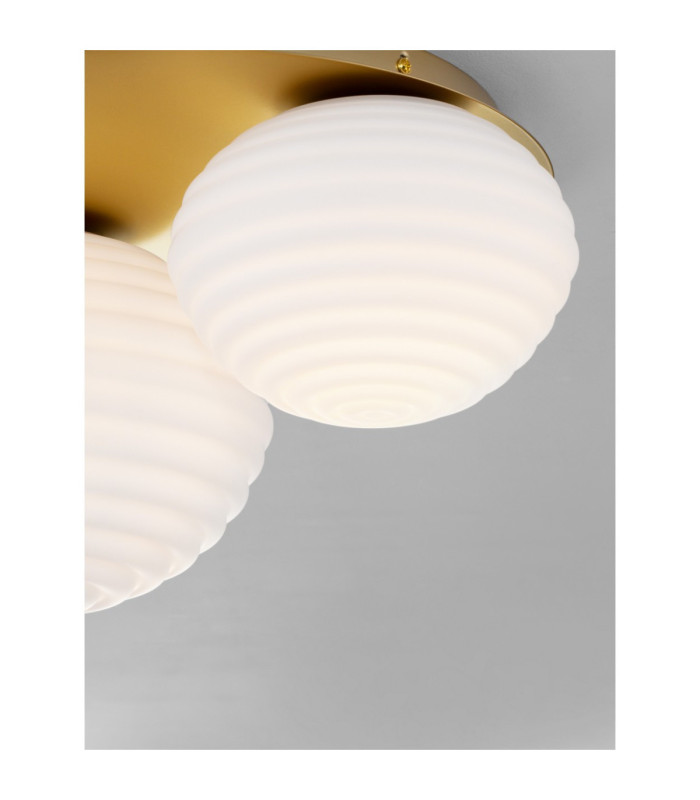 Allen Globe Ceiling Light Milky White Structured Matt Gold LEDE27 1x12W-7