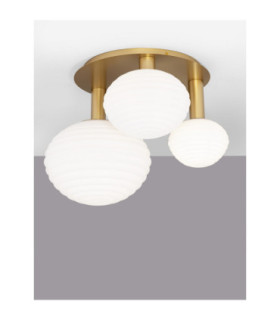 Allen Globe Ceiling Light Milky White Structured Matt Gold LED E14 1x5W-2