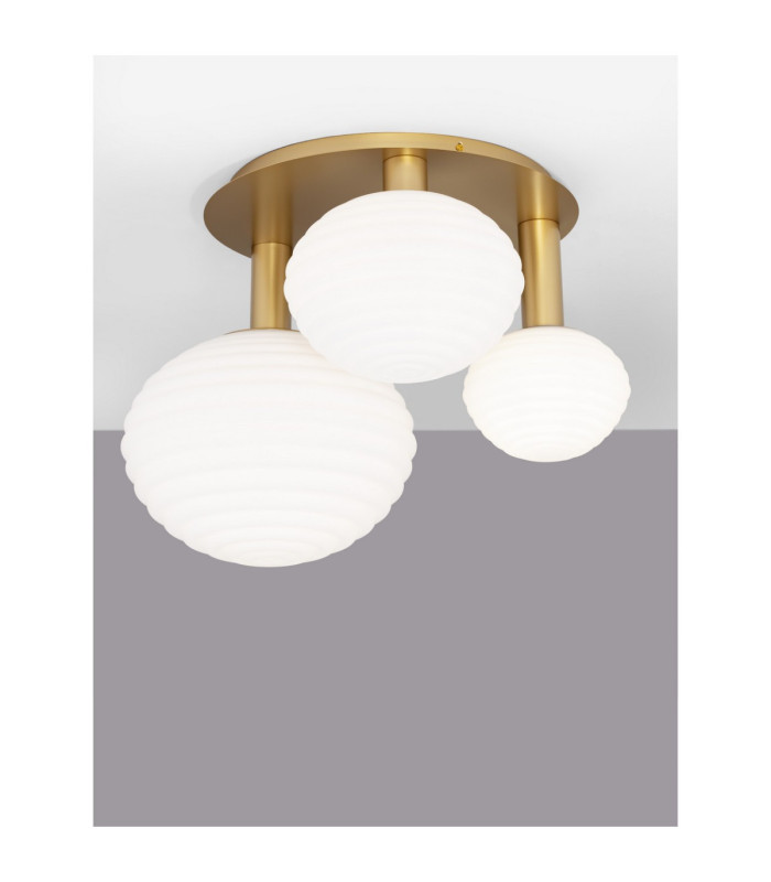 Allen Globe Ceiling Light Milky White Structured Matt Gold LED E14 1x5W-2