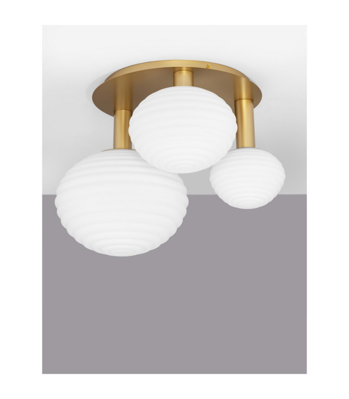 Allen Globe Ceiling Light Milky White Structured Matt Gold LED E14 1x5W-3