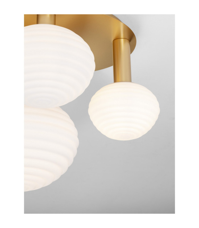 Allen Globe Ceiling Light Milky White Structured Matt Gold LED E14 1x5W-4