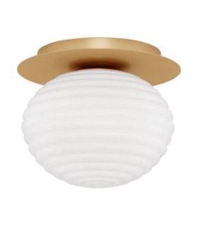 Allen Globe Ceiling Light Milky White Structured Matt Gold E27 1x12W-1