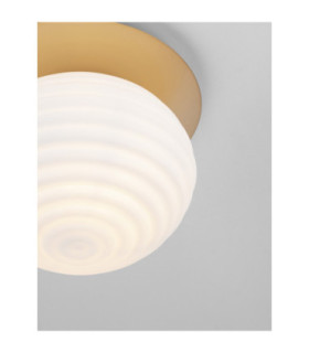Allen Globe Ceiling Light Milky White Structured Matt Gold E27 1x12W-2