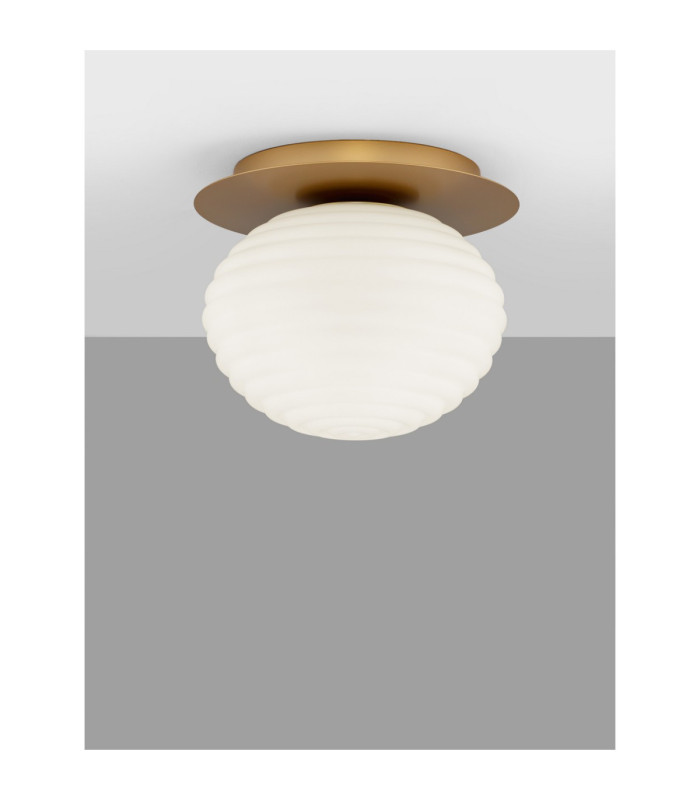 Allen Globe Ceiling Light Milky White Structured Matt Gold E27 1x12W-4