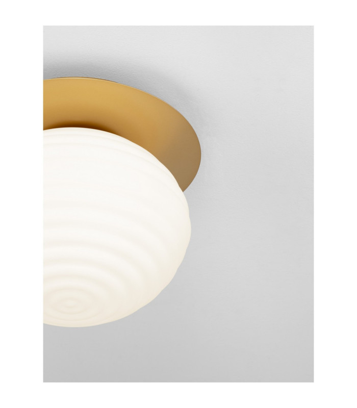 Allen Globe Ceiling Light Milky White Structured Matt Gold E27 1x12W-5