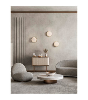Allen Globe Wall Lights Milky White Structured Matt Gold E27 1x12W-2