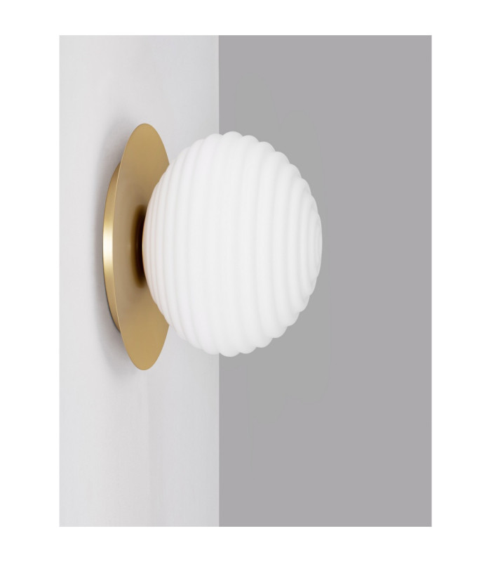 Allen Globe Wall Lights Milky White Structured Matt Gold E27 1x12W-3