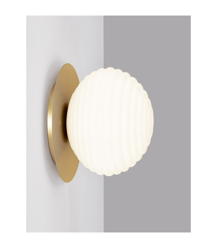 Allen Globe Wall Lights Milky White Structured Matt Gold E27 1x12W-4