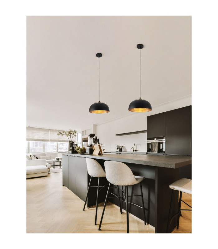 Sqube Dome Pendant Ceiling Light Sandy Black Gold E27 1x12W-2