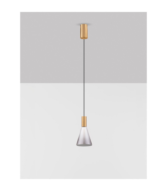 Voi Slim Pendant Ceiling Light Smokey Brass Gold Triac Dimmable LED 8W 182lm 3000K-3