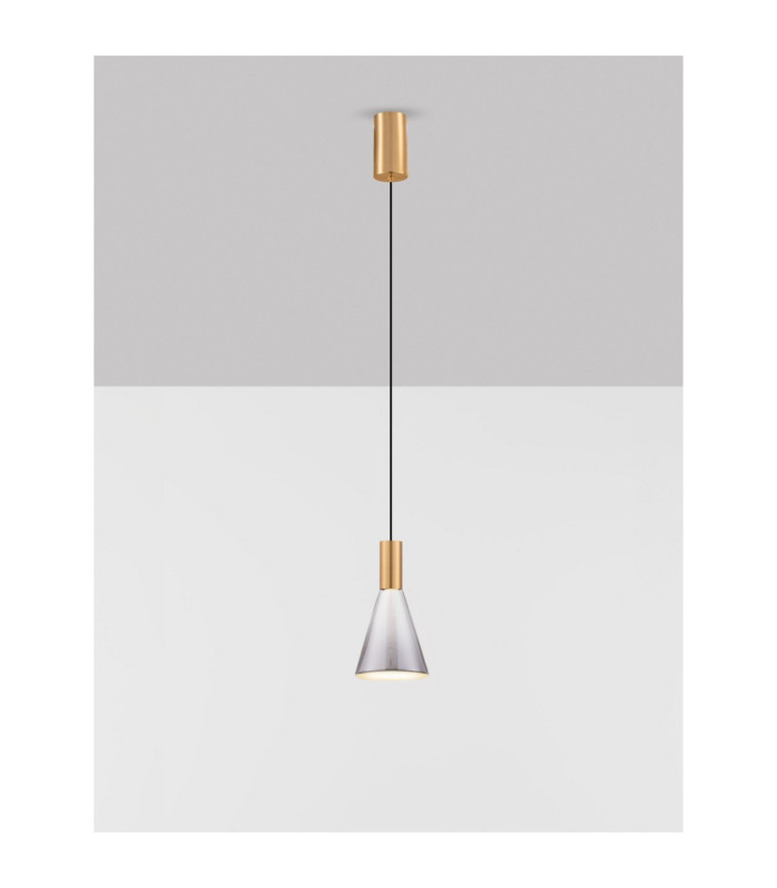 Voi Slim Pendant Ceiling Light Smokey Brass Gold Triac Dimmable LED 8W 182lm 3000K-4