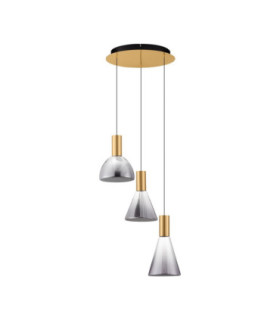 Voi Cluster Pendant Ceiling Light Smokey Brass Gold Triac Dimmable LED 24W 720lm 3000K-1