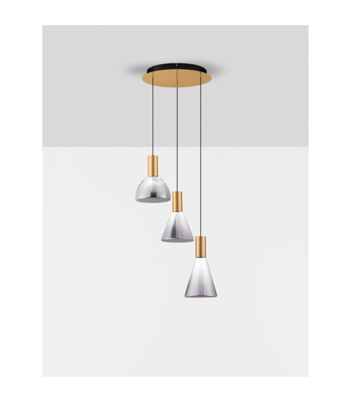 Voi Cluster Pendant Ceiling Light Smokey Brass Gold Triac Dimmable LED 24W 720lm 3000K-3