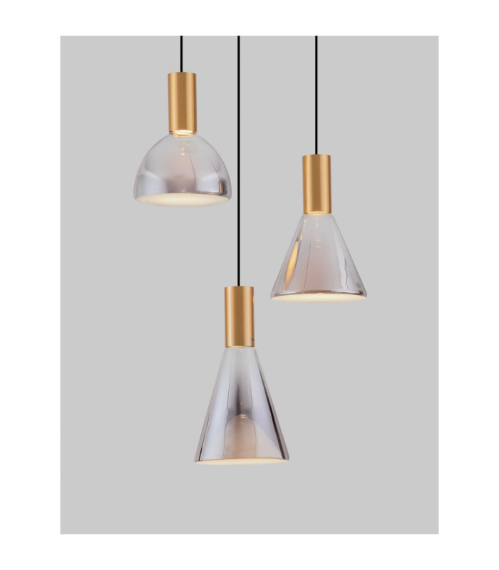 Voi Cluster Pendant Ceiling Light Smokey Brass Gold Triac Dimmable LED 24W 720lm 3000K-5