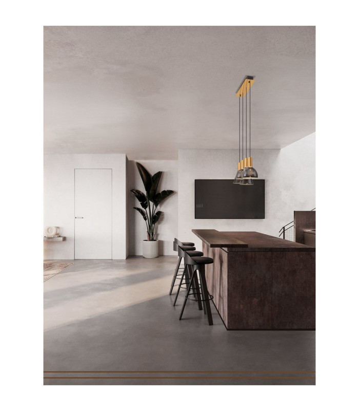 Voi Bar Pendant Ceiling Light Smokey Brass Gold Triac Dimmable LED 32W 960lm 3000K-2