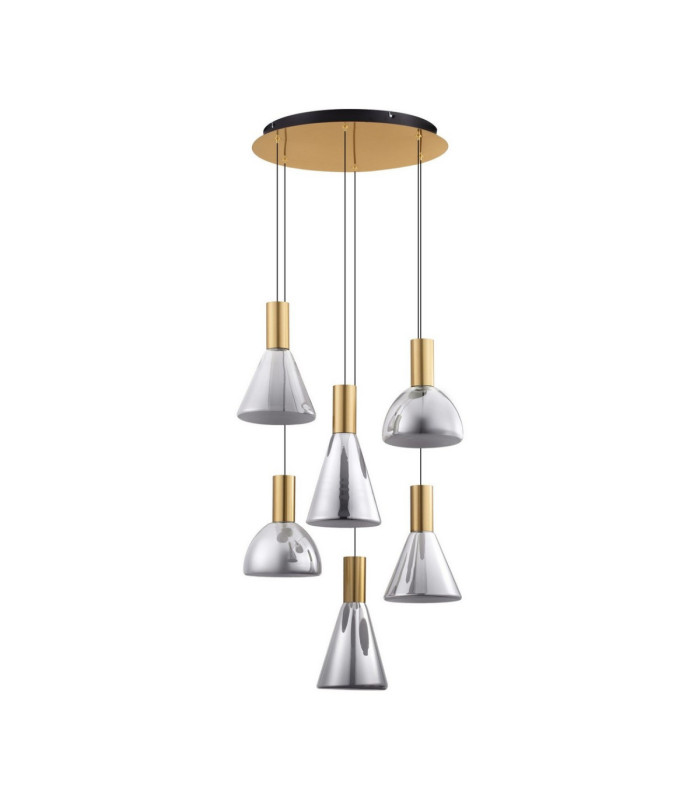 Voi Cluster Pendant Ceiling Light Smokey Brass Gold Triac Dimmable LED 48W 1440lm 3000K-1