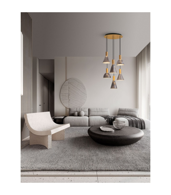Voi Cluster Pendant Ceiling Light Smokey Brass Gold Triac Dimmable LED 48W 1440lm 3000K-2