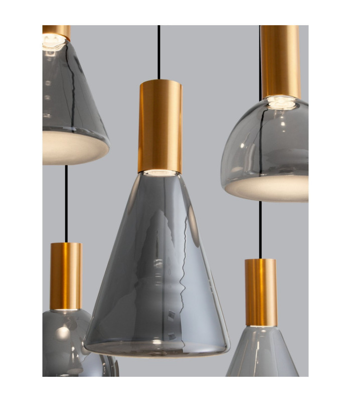 Voi Cluster Pendant Ceiling Light Smokey Brass Gold Triac Dimmable LED 48W 1440lm 3000K-6