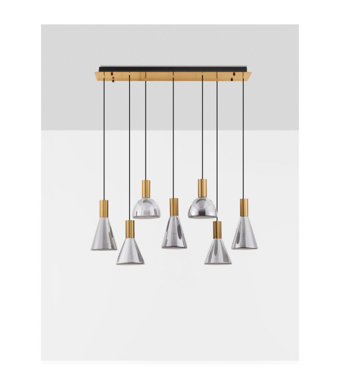 Voi Cluster Pendant Ceiling Light Smokey Brass Gold Triac Dimmable LED 47W 966lm 3000K-3