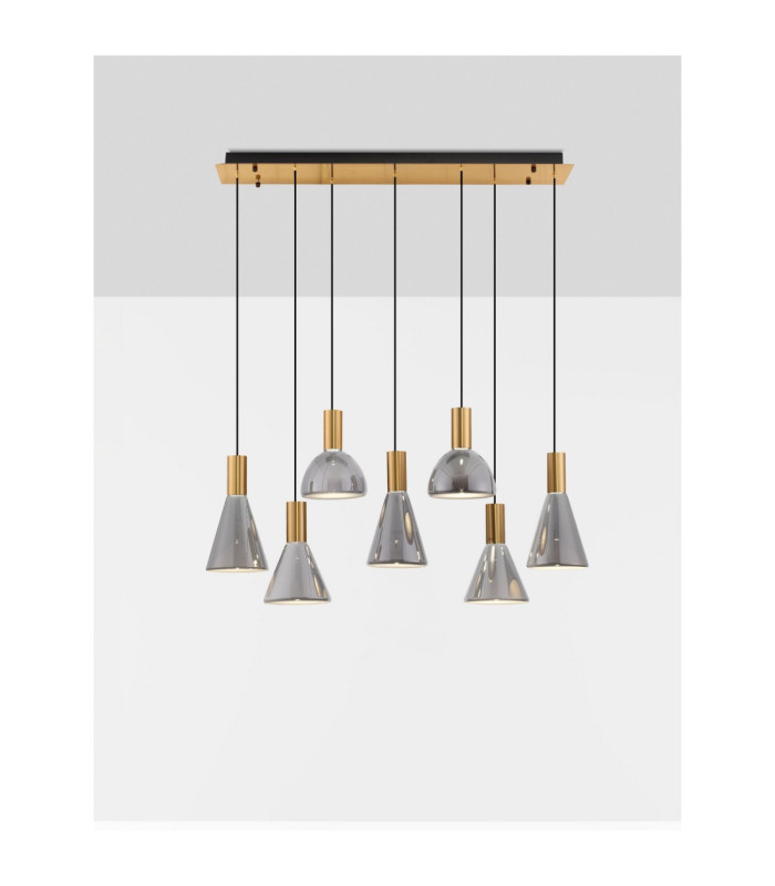 Voi Cluster Pendant Ceiling Light Smokey Brass Gold Triac Dimmable LED 47W 966lm 3000K-4