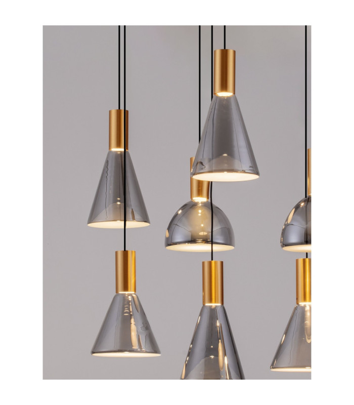Voi Cluster Pendant Ceiling Light Smokey Brass Gold Triac Dimmable LED 47W 966lm 3000K-5