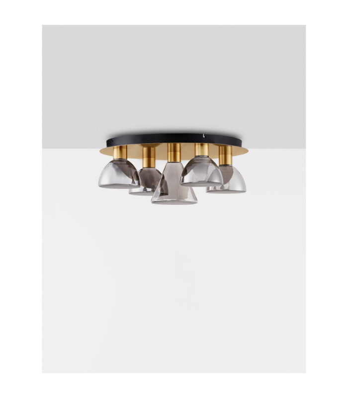 Voi Shade Cluster Ceiling Light Smokey Brass Gold Triac Dimmable LED 40W 1200lm 3000K-3