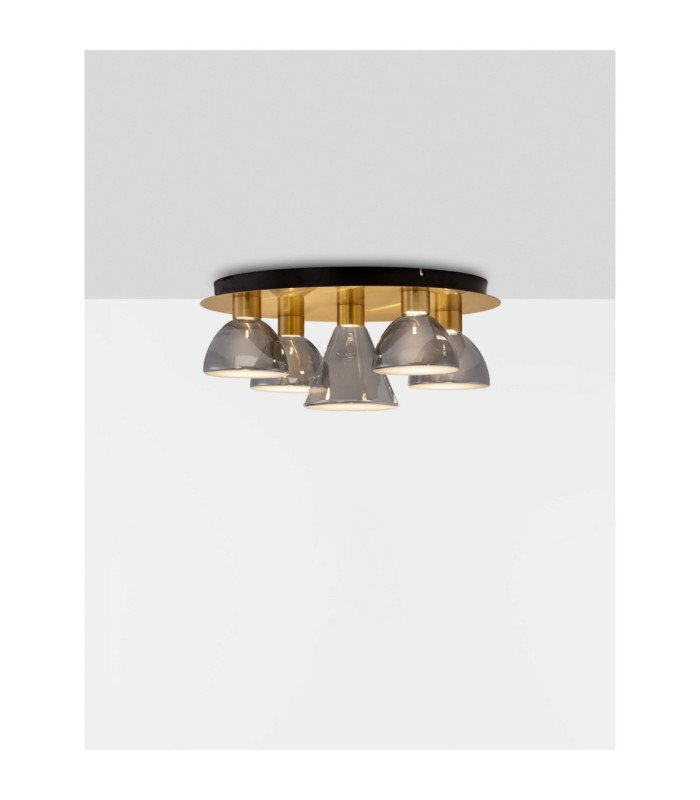 Voi Shade Cluster Ceiling Light Smokey Brass Gold Triac Dimmable LED 40W 1200lm 3000K-4