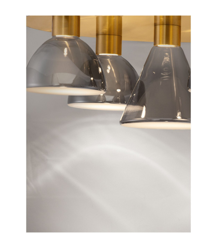 Voi Shade Cluster Ceiling Light Smokey Brass Gold Triac Dimmable LED 40W 1200lm 3000K-5