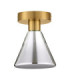 Voi Bowl Semi Flush Ceiling Light Smokey Brass Gold LED 8W 239lm 3000K-1