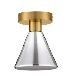 Voi Bowl Semi Flush Ceiling Light Smokey Brass Gold LED 8W 239lm 3000K-1