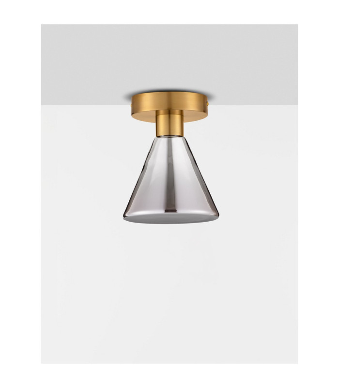 Voi Bowl Semi Flush Ceiling Light Smokey Brass Gold LED 8W 239lm 3000K-3