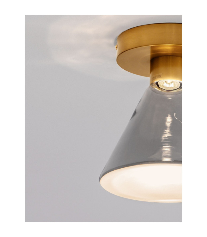Voi Bowl Semi Flush Ceiling Light Smokey Brass Gold LED 8W 239lm 3000K-5