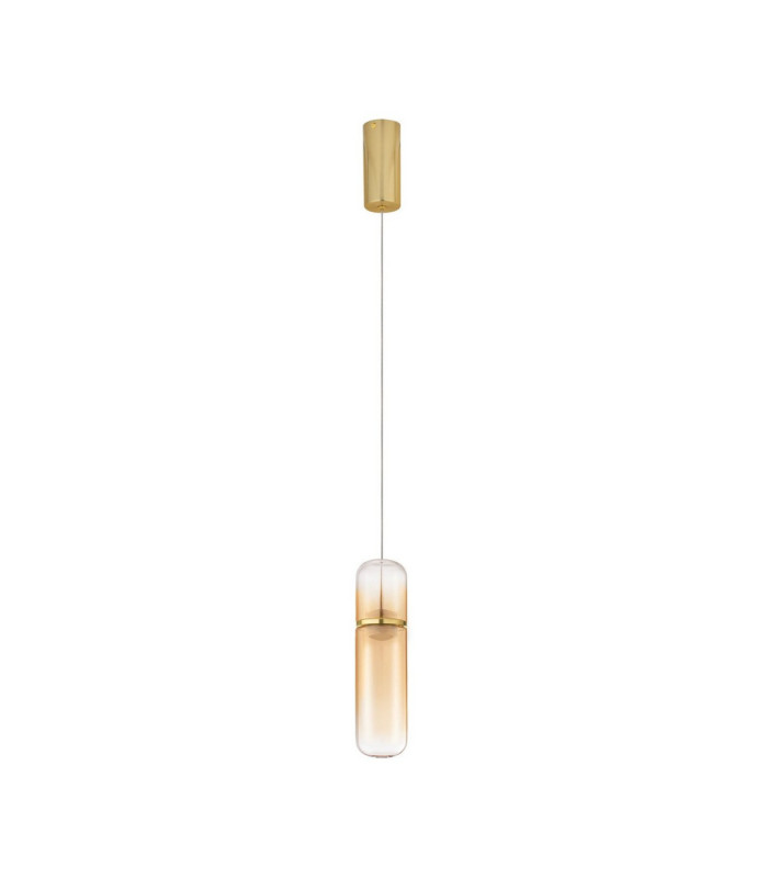 Norma Slim Pendant Ceiling Light Amber Glossy Gold Triac Dimmable LED 7W 490lm 3000K-1