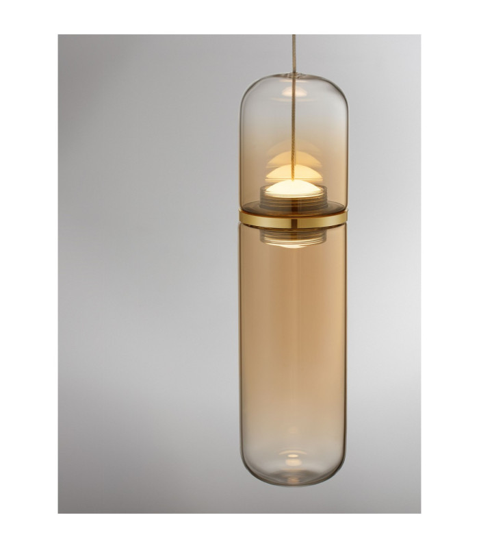 Norma Slim Pendant Ceiling Light Amber Glossy Gold Triac Dimmable LED 7W 490lm 3000K-5
