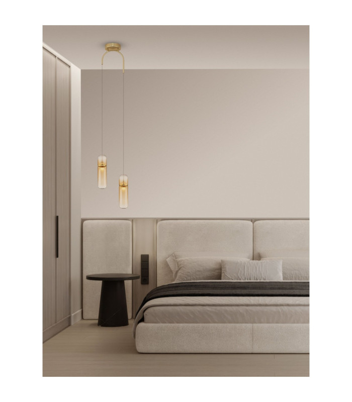 Norma Cluster Pendant Ceiling Light Amber Glossy Gold Triac Dimmable LED 14W 980lm 3000K-2