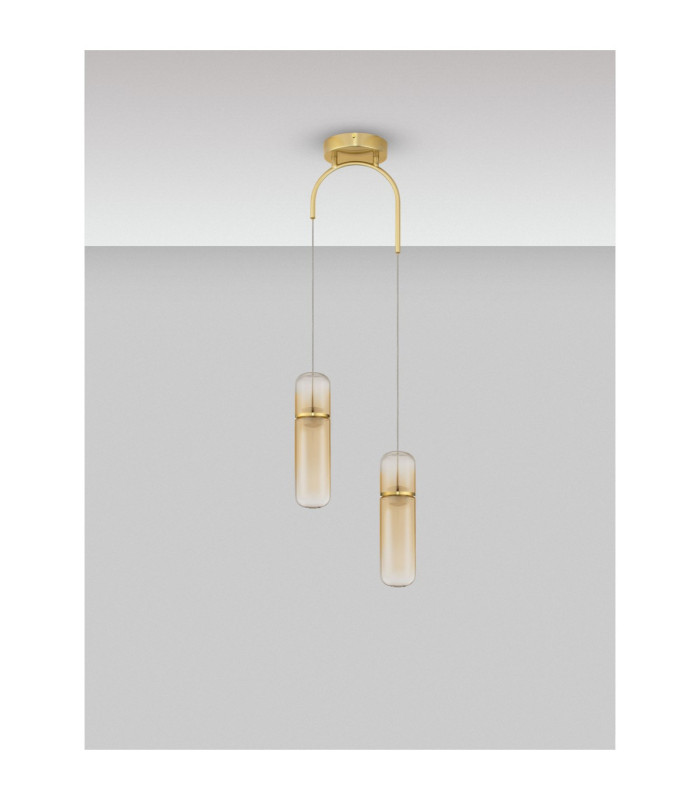 Norma Cluster Pendant Ceiling Light Amber Glossy Gold Triac Dimmable LED 14W 980lm 3000K-3