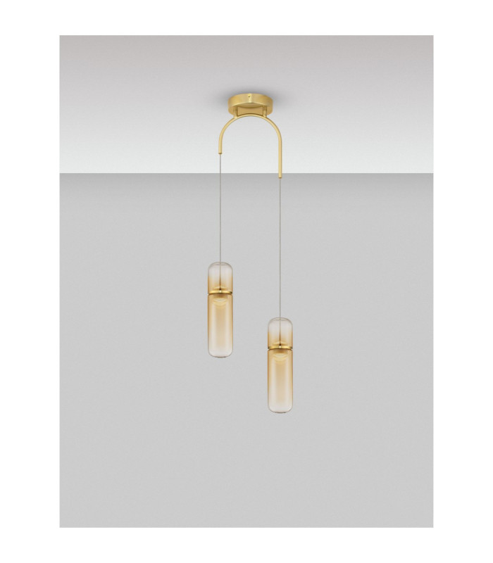 Norma Cluster Pendant Ceiling Light Amber Glossy Gold Triac Dimmable LED 14W 980lm 3000K-4