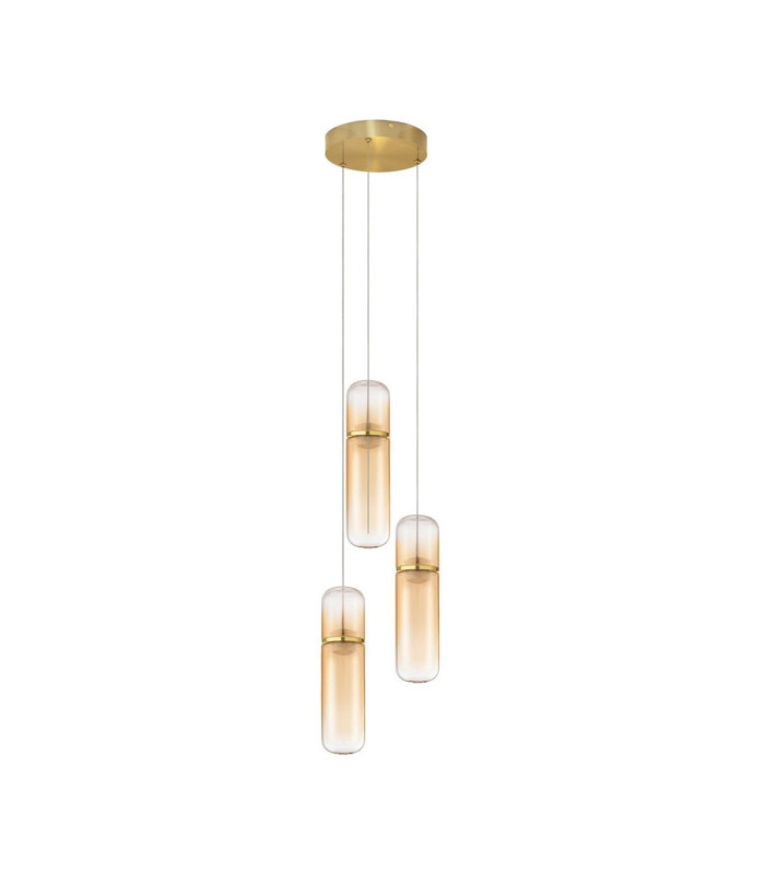 Norma Cluster Pendant Ceiling Light Amber Glossy Gold Triac Dimmable LED 21W 1470lm 3000K-1