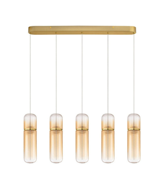 Norma Bar Pendant Ceiling Light Amber Glossy Gold Triac Dimmable LED 35W 2450lm 3000K-1