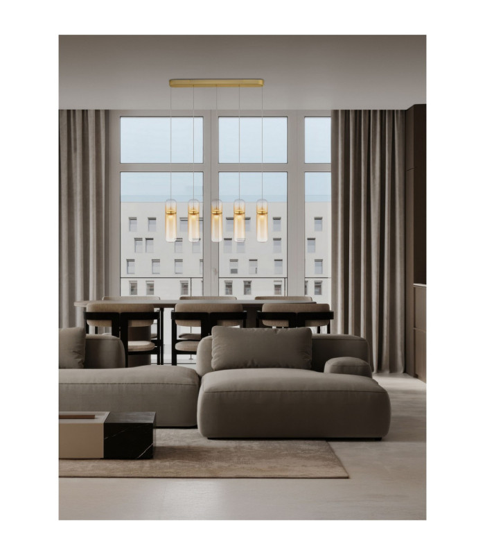 Norma Bar Pendant Ceiling Light Amber Glossy Gold Triac Dimmable LED 35W 2450lm 3000K-2