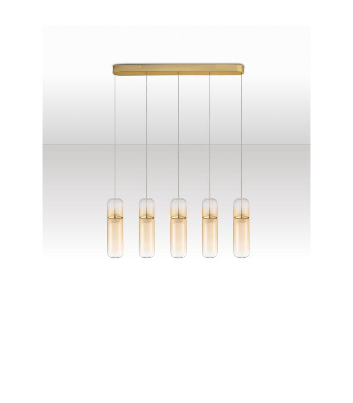 Norma Bar Pendant Ceiling Light Amber Glossy Gold Triac Dimmable LED 35W 2450lm 3000K-3